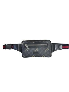 Like New Gucci Black GG Supreme Tiger Print Belt Bag